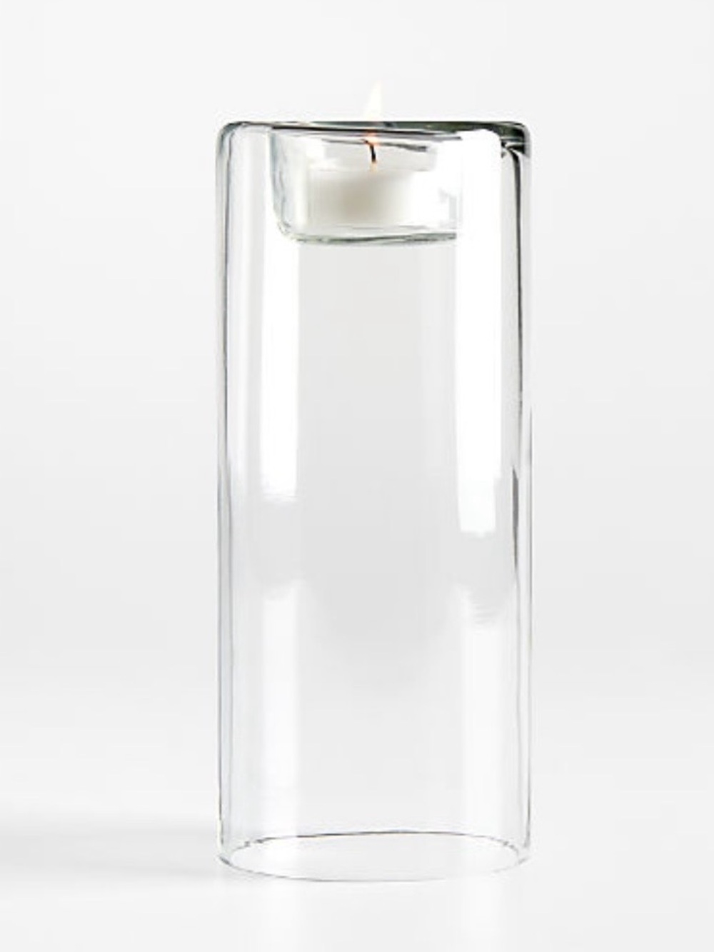 New! Crate&Barrel Large Clear Glass Tall Cylinder Candle Holder